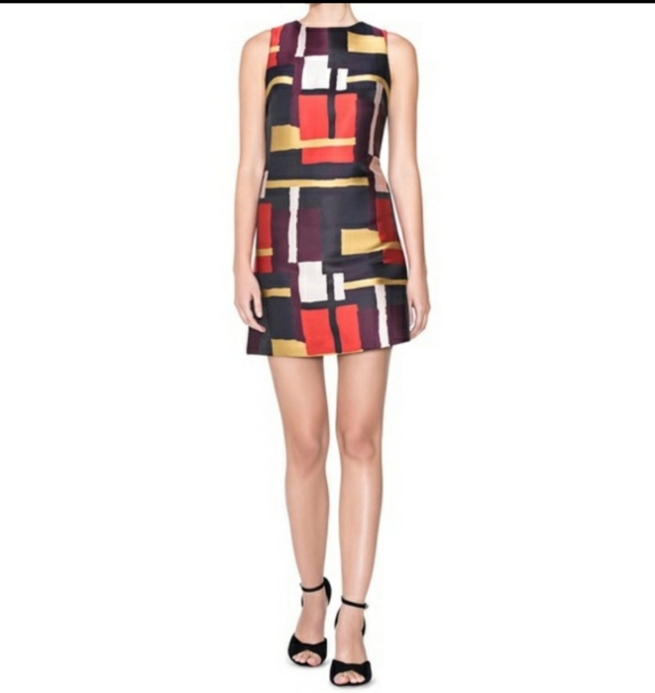 Alice +Olivia Clyde Geometric Print A-Line…